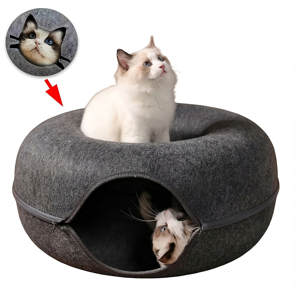 Felt Donut Cat Tunnel Bed